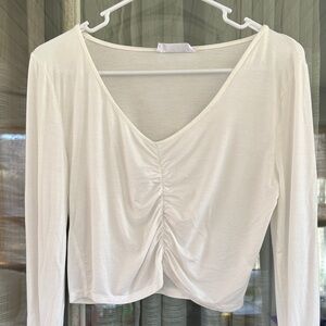 Double Zero White Ruched Women's Top